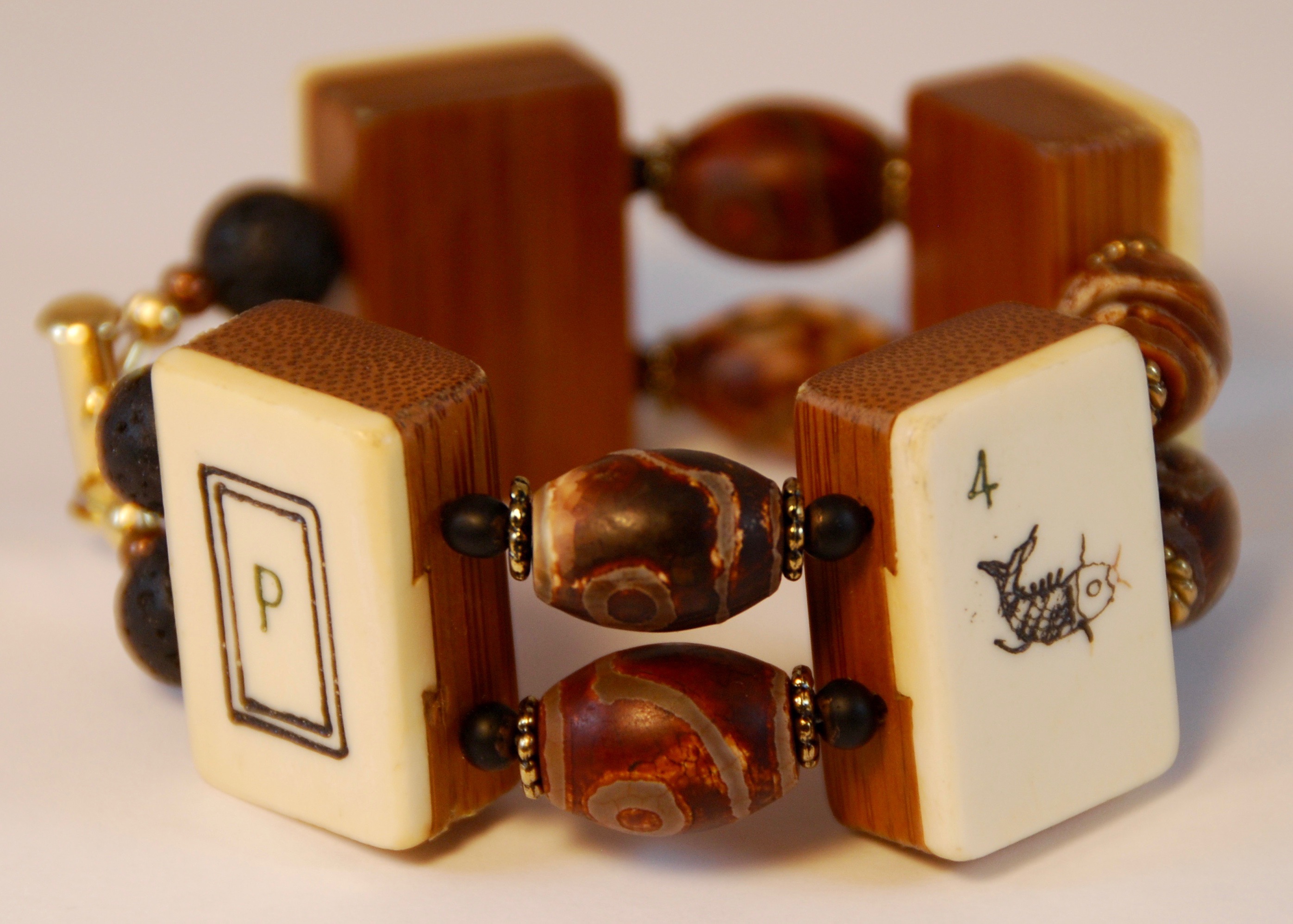 Aged Brown Agate Stone Beads (barrel shaped)