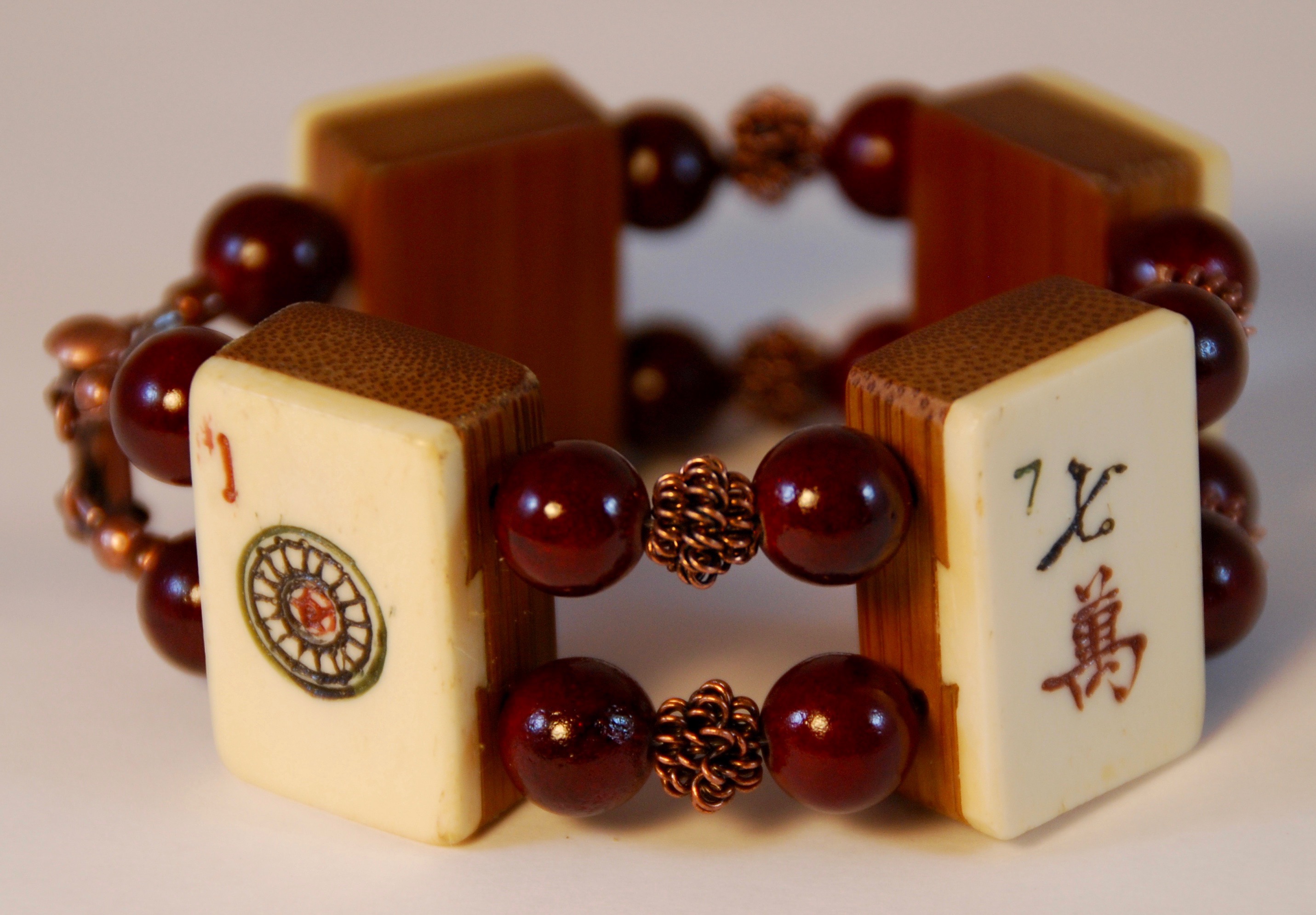 Burgundy Stone Beads and Antique Copper Details